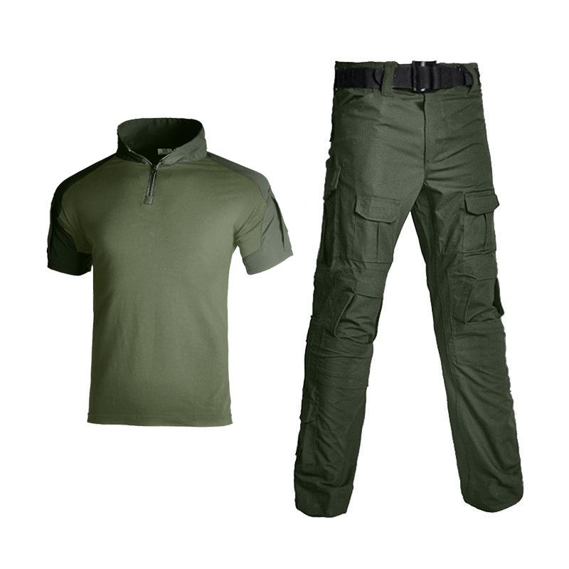 Hanye Men's Summer Camouflage Short Sleeve Frog Suit Training Set - Breathable T-shirt & Short Top