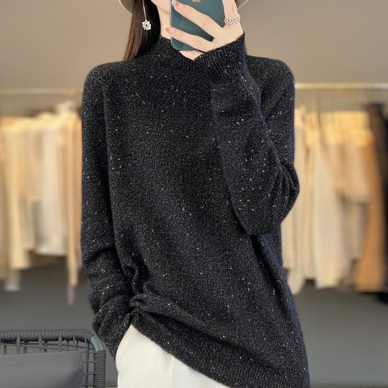 

Кардиган с полуворотником-гольф Golden Bean для женщин в осенне-зимней моде. Универсальная кашемировая вязаная базовая рубашка. Приятный к коже, теплый топ. XXL