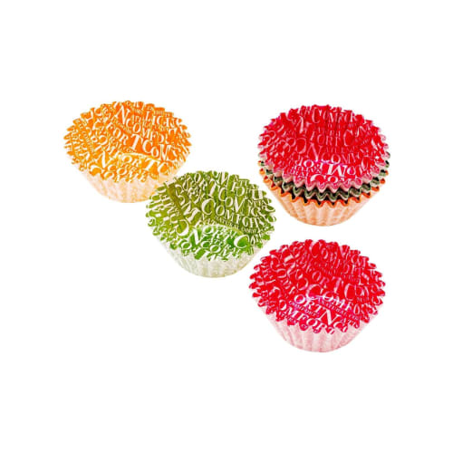 Alutem Side Dish Cups, Lunch Box Cups, No. 8, Deep, English Letter Pattern, 120 Cups, 3 Designs x 40 Cups x 2 Packs, Microwave Safe, Made in Japan