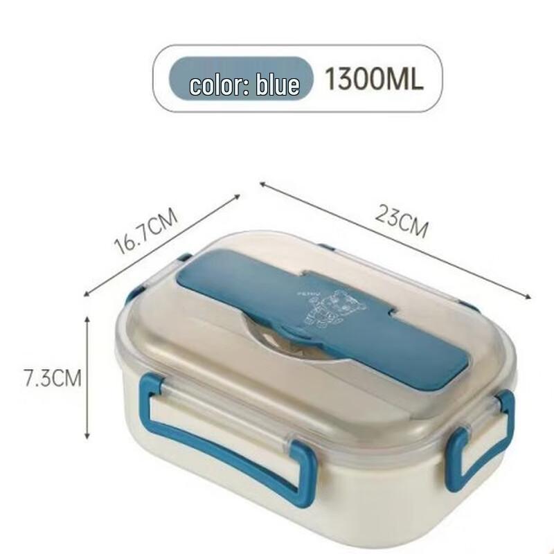 Baichunbao Divided 304 Stainless Steel Lunch Box - Blue 3-Pack