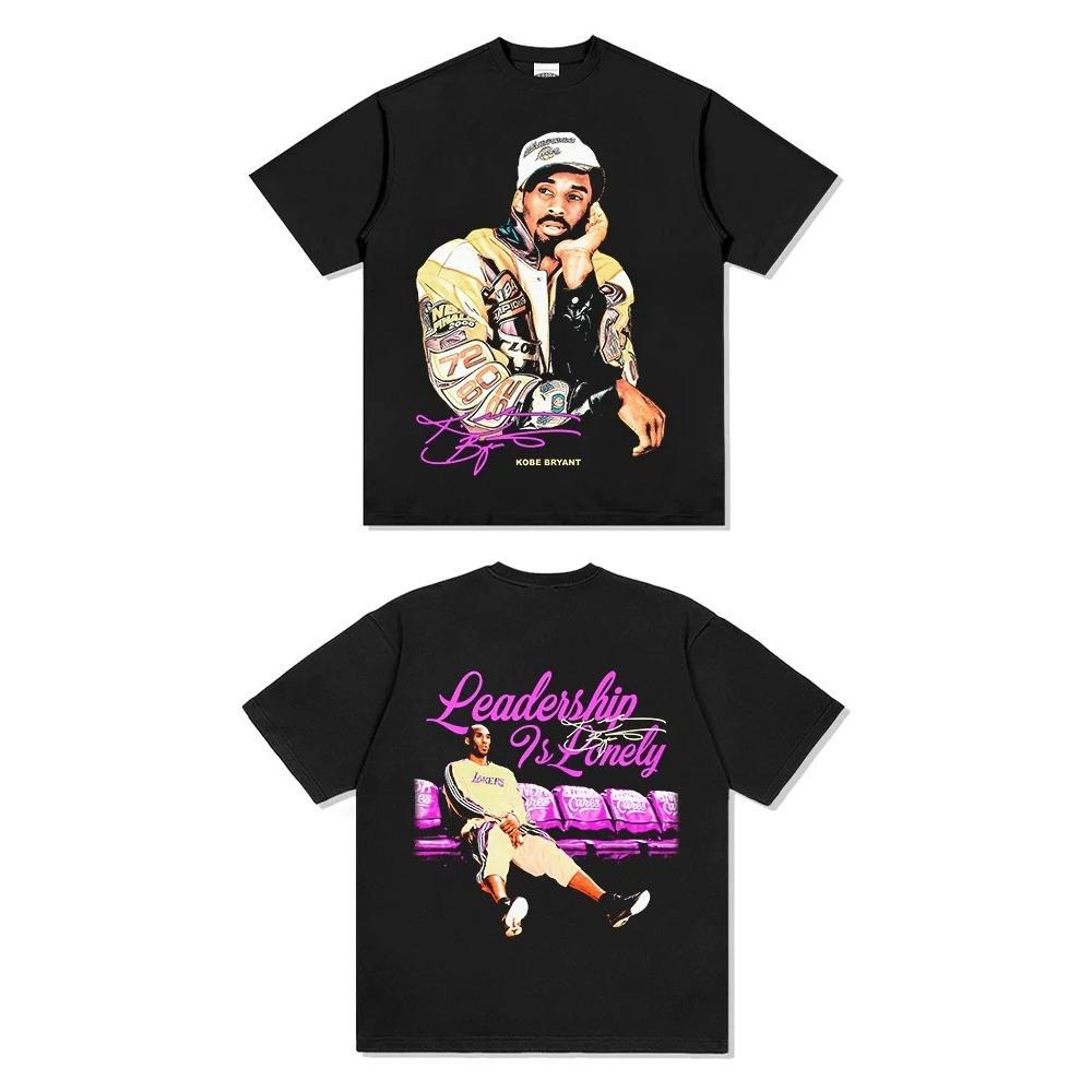 Винтажная двусторонняя оверсайз футболка Коби Брайанта  Лидерство — это одиночество , футболка с графическим принтом Lakers Mamba Mentality, унисекс повседневный топ 4XL