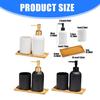 3-teiliges Badezimmer-Accessoires-Organisationsset mit Keramik-Handseifenspender, Holzschale und Zahnbürstenhalterbecher