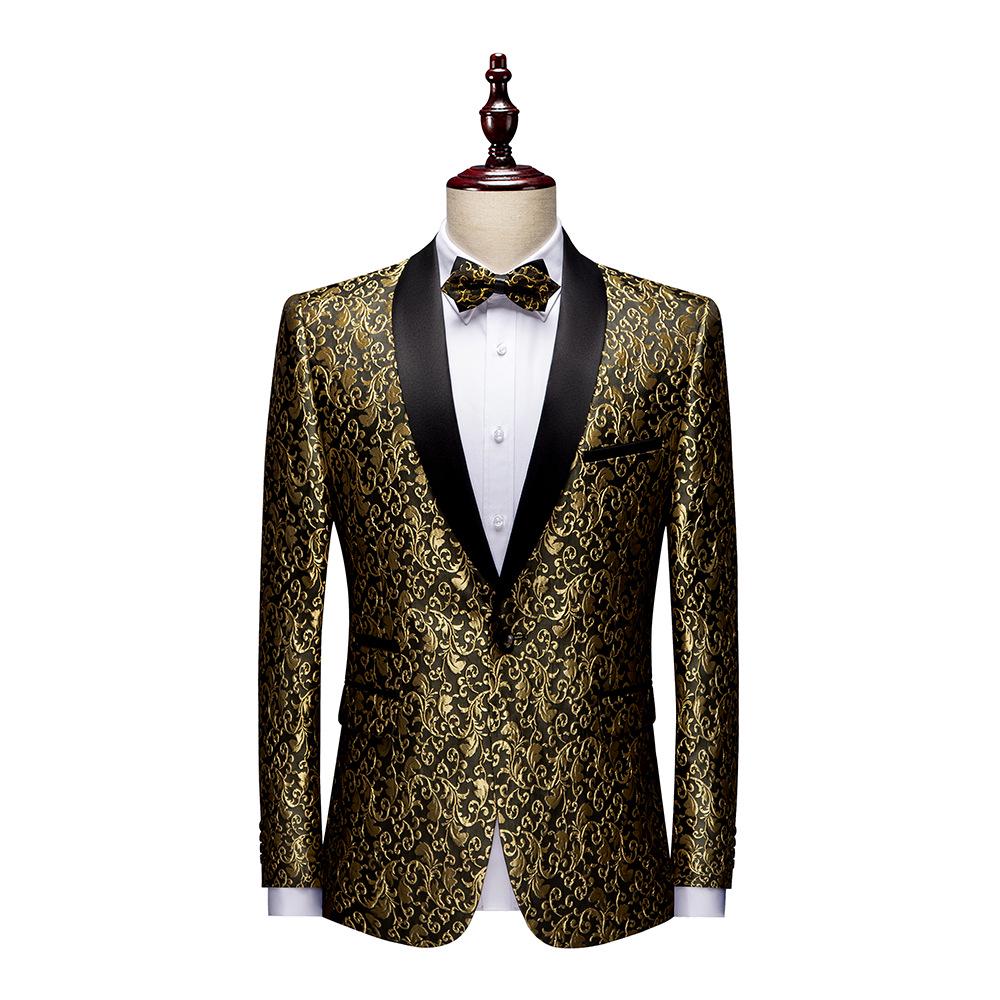 Men's Multi-color Slim Fit Jacquard Tuxedo Jacket for Stage, Wedding, and Banquet