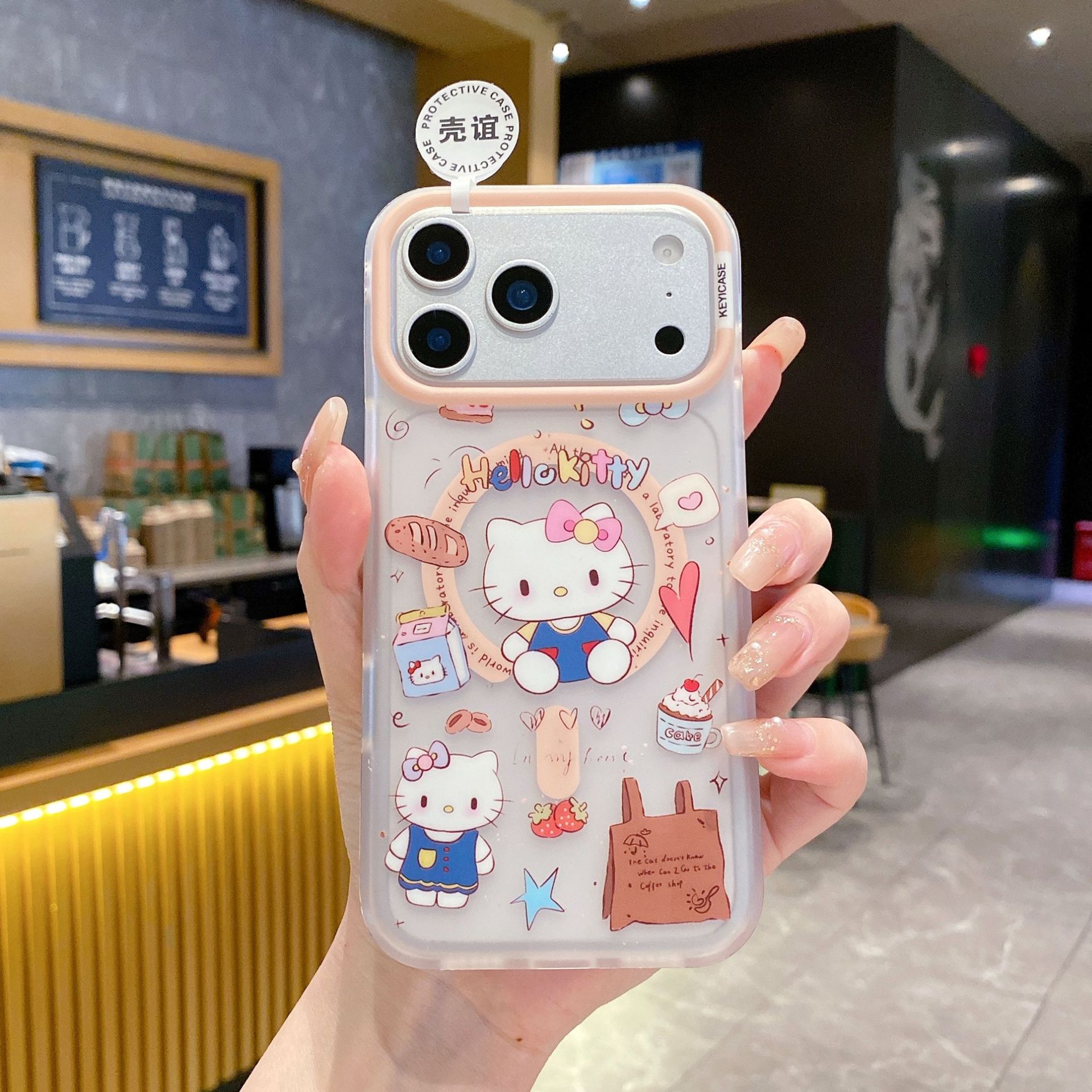 

The new Kameng magnetic leopard print kt cat iPhone15/16pro mobile phone case is suitable for cartoon cuteness. iPhone17 Pro Max