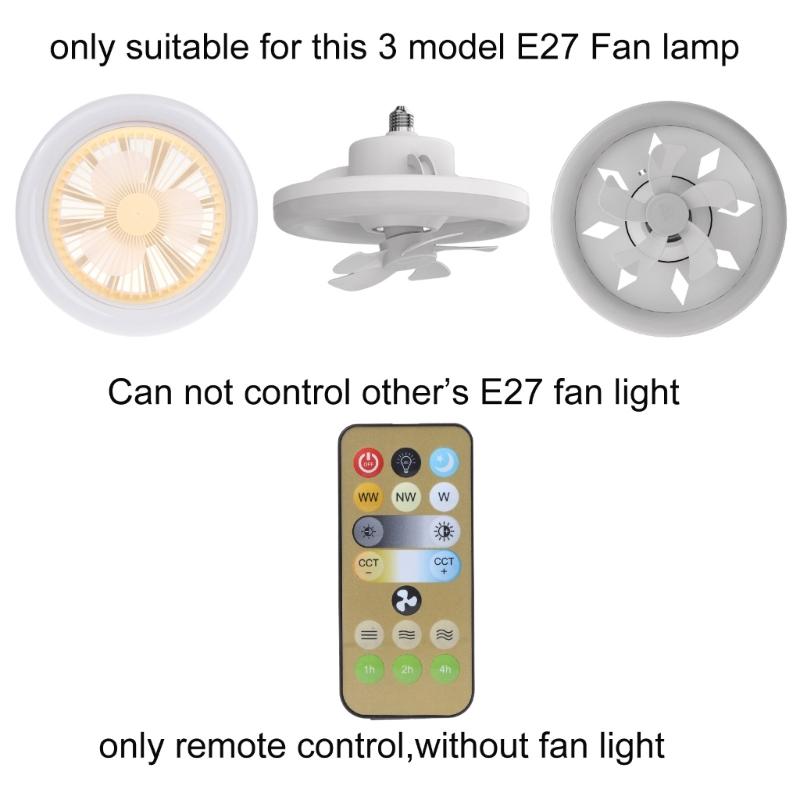 Adjustable Brightness Fan Speed Timing IR Remote Control Replacement for Home Bedroom E27 Ceiling Fan Light