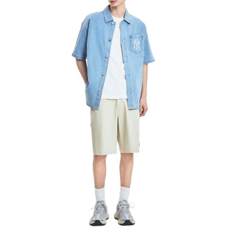 MLB Solid Color Zippered Three-Quarter Casual Shorts Men Shorts Beige 3ASMV0353-50SAM