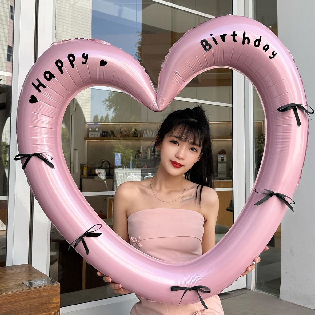 40 inch Pink Red Heart Balloon with Bow for Romantic Confession Photo Prop Birthday Valentines Day Party Wedding Decor