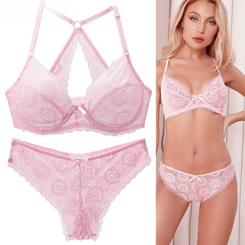European and American Style Bra Set Plus Size Bra Thin Sexy Backless Lace Push-up Underwear