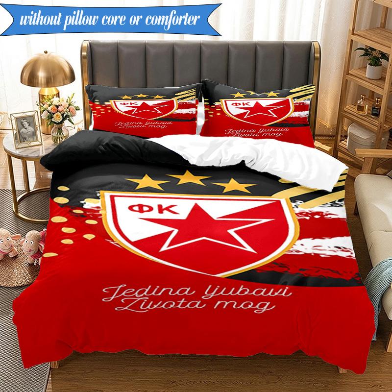 3PCS Crvena Zvezda Bedding Set 2D Printing (Includes 1 Duvet Cover + 2 Pillowcases Coreless), Bedroom decor,Fan Gift