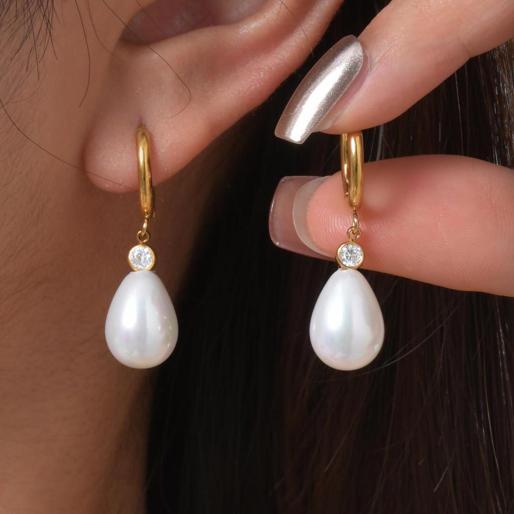 Xiaomi Vnox Charm Geometry Pearl Orchid Drop Earrings For Women Stainless Steel Hoop Classic Ear Jewelry  Wedding Party Gift Earring