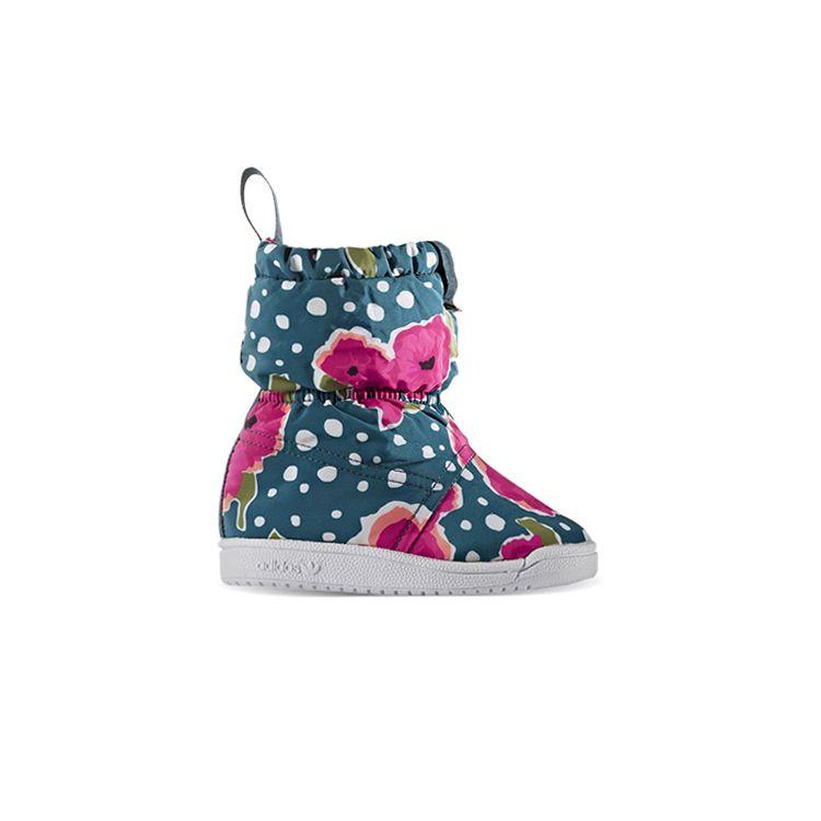 Adidas Originals Slip-On Boot Comfortable Warm High-Top Walking Shoes Baby Shoes Blue Pink S76124