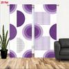 Geometric pattern curtain 2 pieces semicircle and lines on cream background, modern minimalist home decoration
