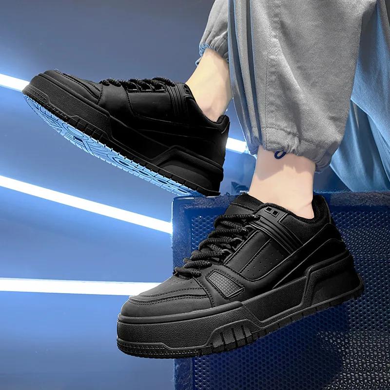 Classic Platform Men's Winter Sneakers Comfort Leather Skateboarding Shoes Men Lace-up White Sneakers Men Zapatillas De Skate