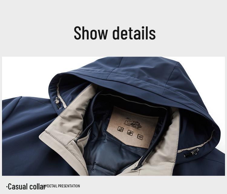 Men's High-End Winter Down Jacket: Middle-Aged & Elderly Business Casual, Thickened Warm Hooded Coat