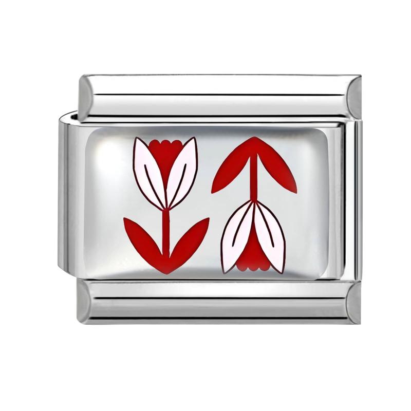 Y2K Rote Serie Blume Kirsche Herz Schleife Schmetterling Liebe Italienischer Charm Glieder Passend 9mm Edelstahlarmband Damen DIY Basteln