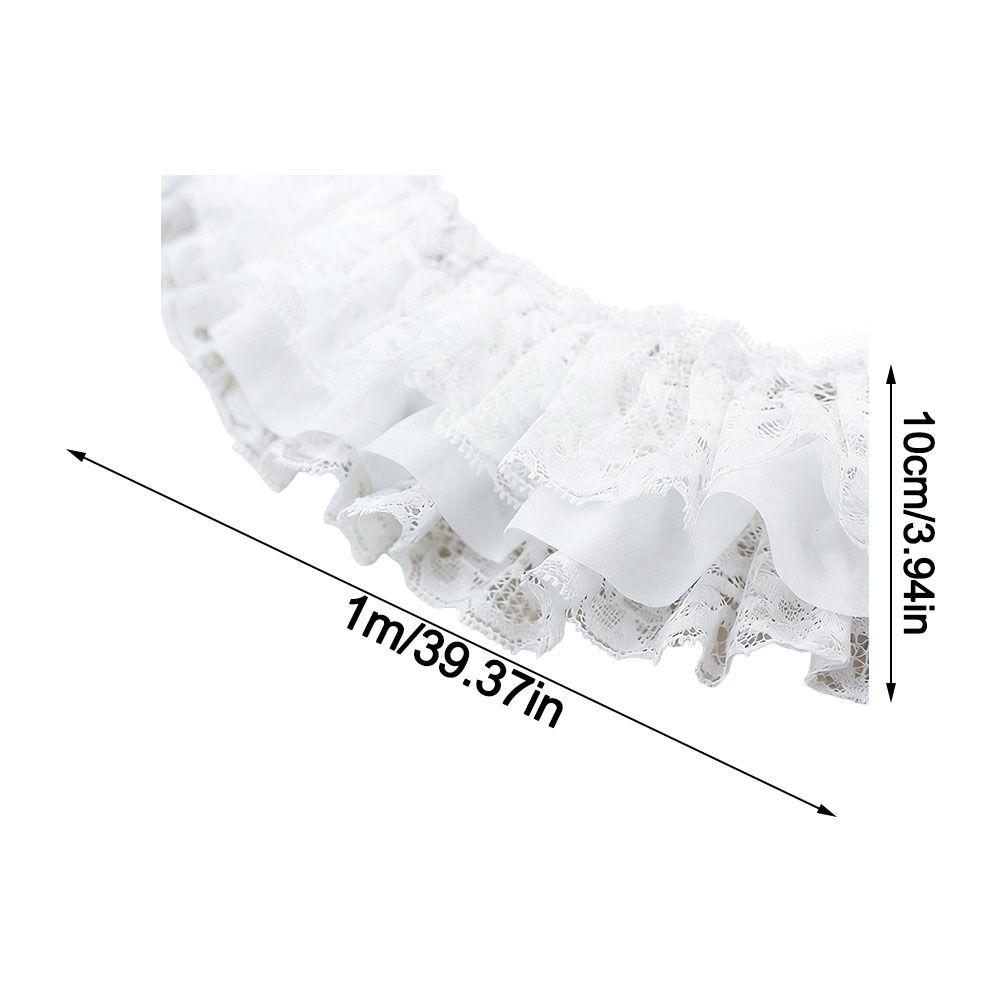 Durable 10cm Wide Chiffon Pleated Fabric 1m Three Layers Lace Fabric DIY Ruffled Lace Trims Apparel Curtains Sewing Decor