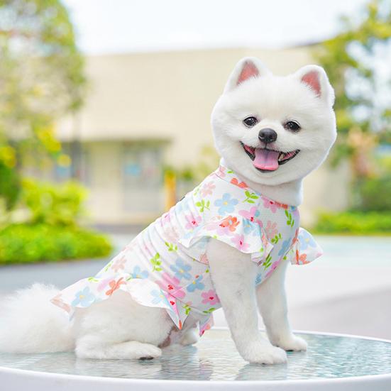 Cherry/Flower Printed Dog Dress Summer Pet Princess Skirt for Small Medium Girl