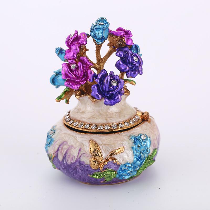 Shengbeifan Handwerkskunst Emaille blaue Vase Dekoration Simulation Schreibtisch Mini-Dekoration Schmuckschatulle Schmuckkästchen