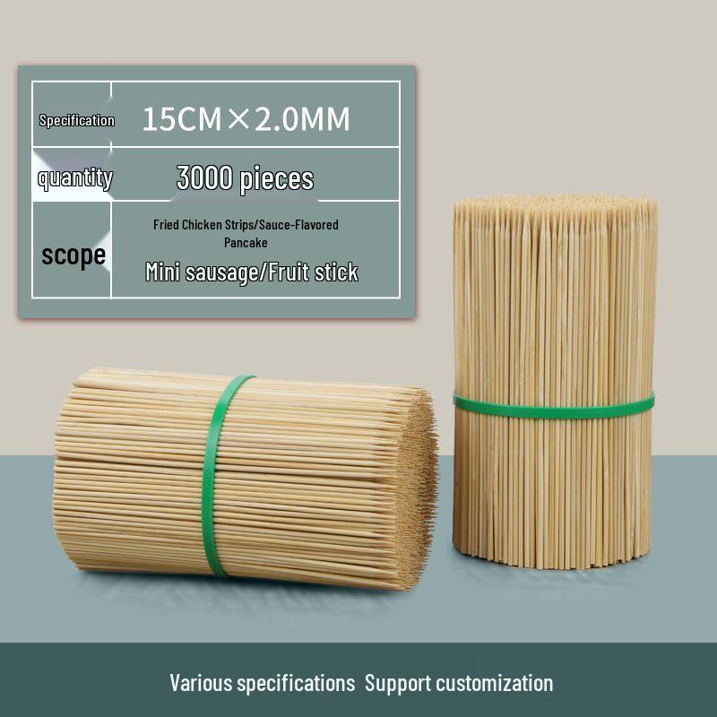 Disposable Bamboo BBQ Skewers for Sausages, Lamb, Bóbó Jī, Fried Skewers, and Tanghulu