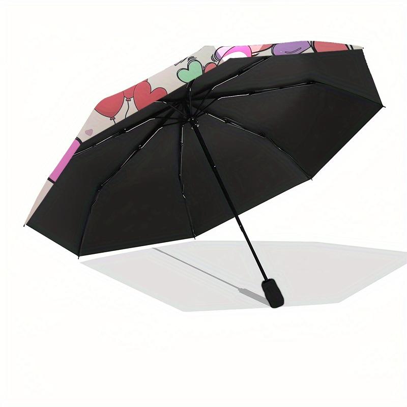 Stitch, Love Themed Automatic opening and closing folding umbrella, 8-rib windproof, compact travel design, suitable for all occasion | Fash