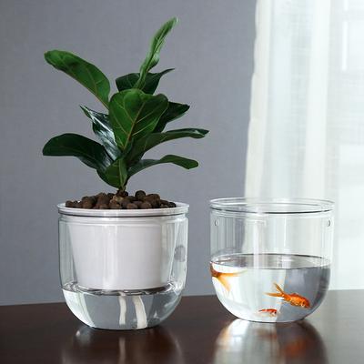 Hängender Blumentopf, selbstaufnehmend, wassersparend, aus verdicktem Kunststoff, für Hydrokultur, mit Erde für den Anbau von faulen Blumen.