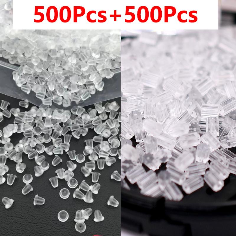 500-2000pcs Soft Silicone Rubber Earring Back Stoppers for Stud Earrings DIY Earring Findings Accessories Bullet Tube Ear Plugs