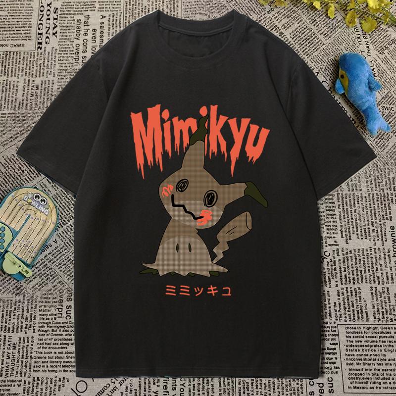 Pokémon Tshirt Mens and Womens Printed Short Sleeve Anime Cartoon Geng Gui Childrens Clothing Student Peripheral Summer