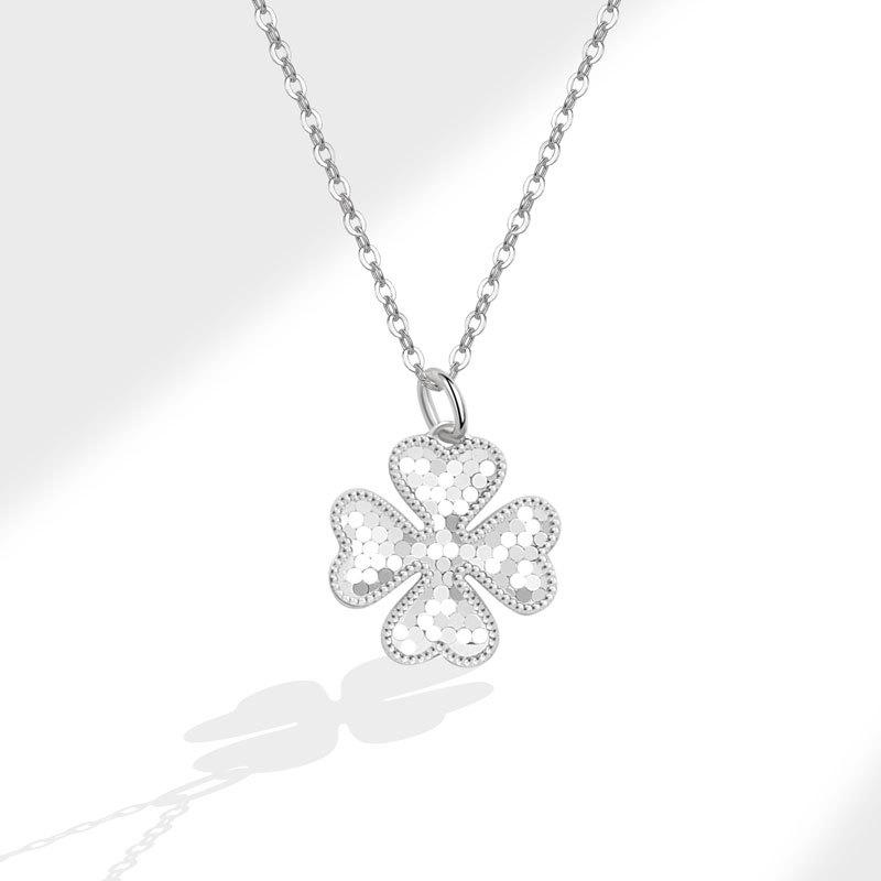 

Minimalist S925 Sterling Silver Four-Leaves Clover Necklace Simple Fashion Collarbone Chain Pendants Party Fine Jewelry