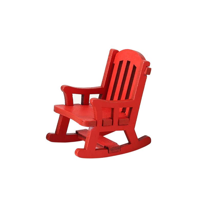 Wooden Mini Rocking Chair Desktop Decor Dollhouse Accessories Diy Ornament Miniature Landscape Chair Model Home Office Display