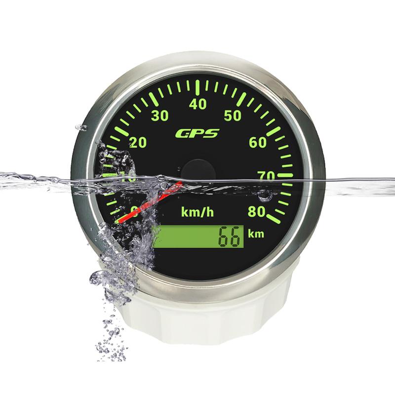 Rhaxel 85mm GPS Speedometer Odometer 0-80KM/H with GPS Antenna 7 Colors Backlight Speed Indicator for Motorboat Trucks
