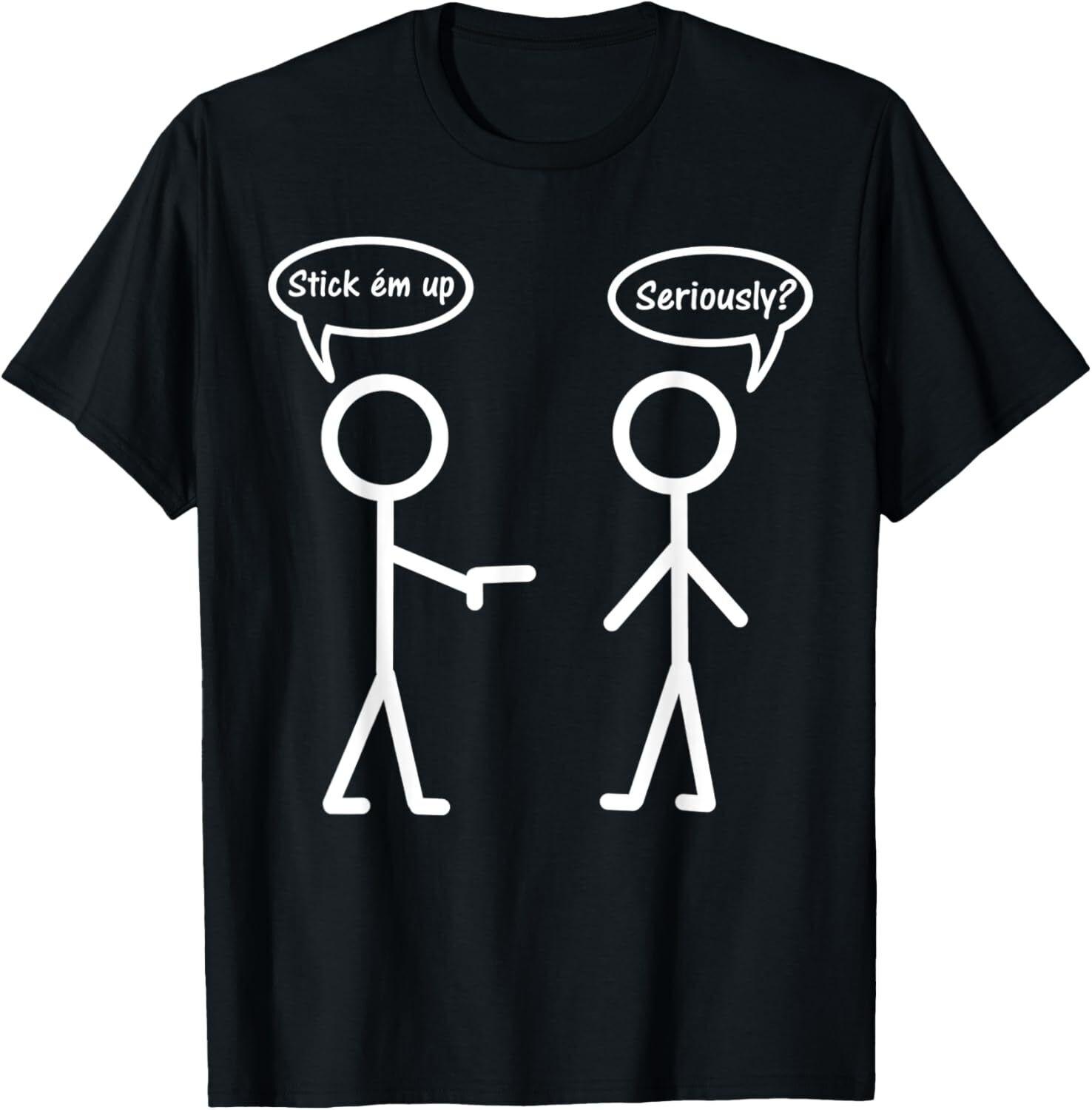

Hot Sale Men Women T Shirt Casual Funny Stick Figure Stick em Up Ironic Pun Graphic T Shirts New Camisa Crewneck Streetwear 5XL різнокольоровий