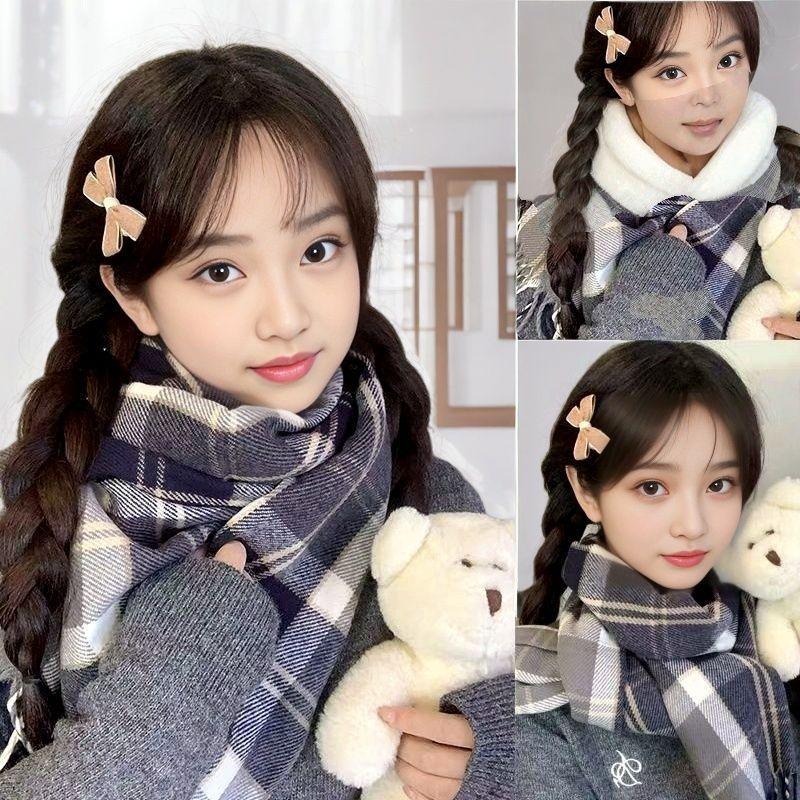 [One piece] Scarf women's new winter plaid to keep warm, advanced sense versatile and sweet student scarf