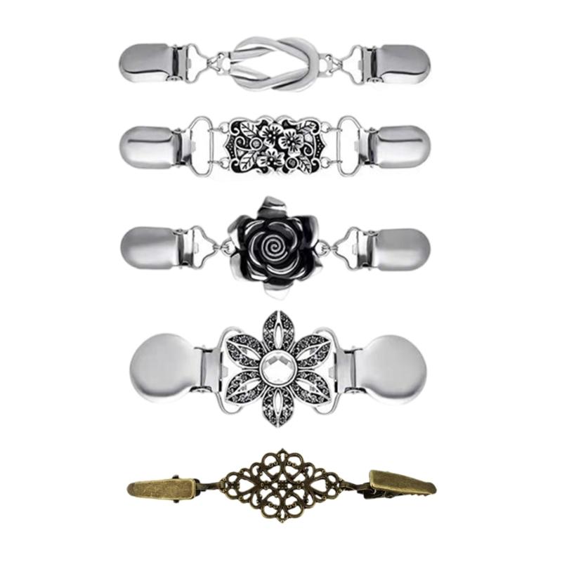 Retro Sweater Shawl Clips Clasp Fasteners Elaborate Flower for Women Girls Brooch Collar Clips Elaborate Flower Clasp 1
