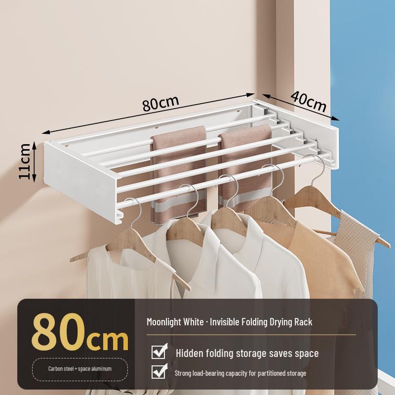 Wall-Mounted Invisible Folding Clothes Drying Rack for Indoor and Balcony Use