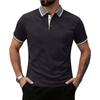 Men Short Sleeve Polo Shirt Classic Fit Pattern Button Down Collar Casual Top for Everyday Wear