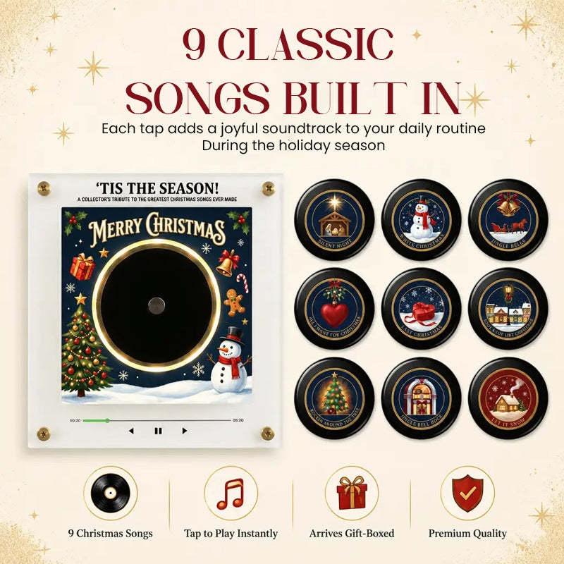 Christmas Nfc Music Box Refrigerator Magnet Vinyl Record Player Ambient Night Light 9 Replaceable Discs Fridge Decor