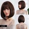 Paruka Bob Lucu Rambut Warna Merah Anggur Lurus Pendek Sintetis Elemen untuk Pesta Paruka Wanita Putih/Hitam atau Pakaian Sehari-hari