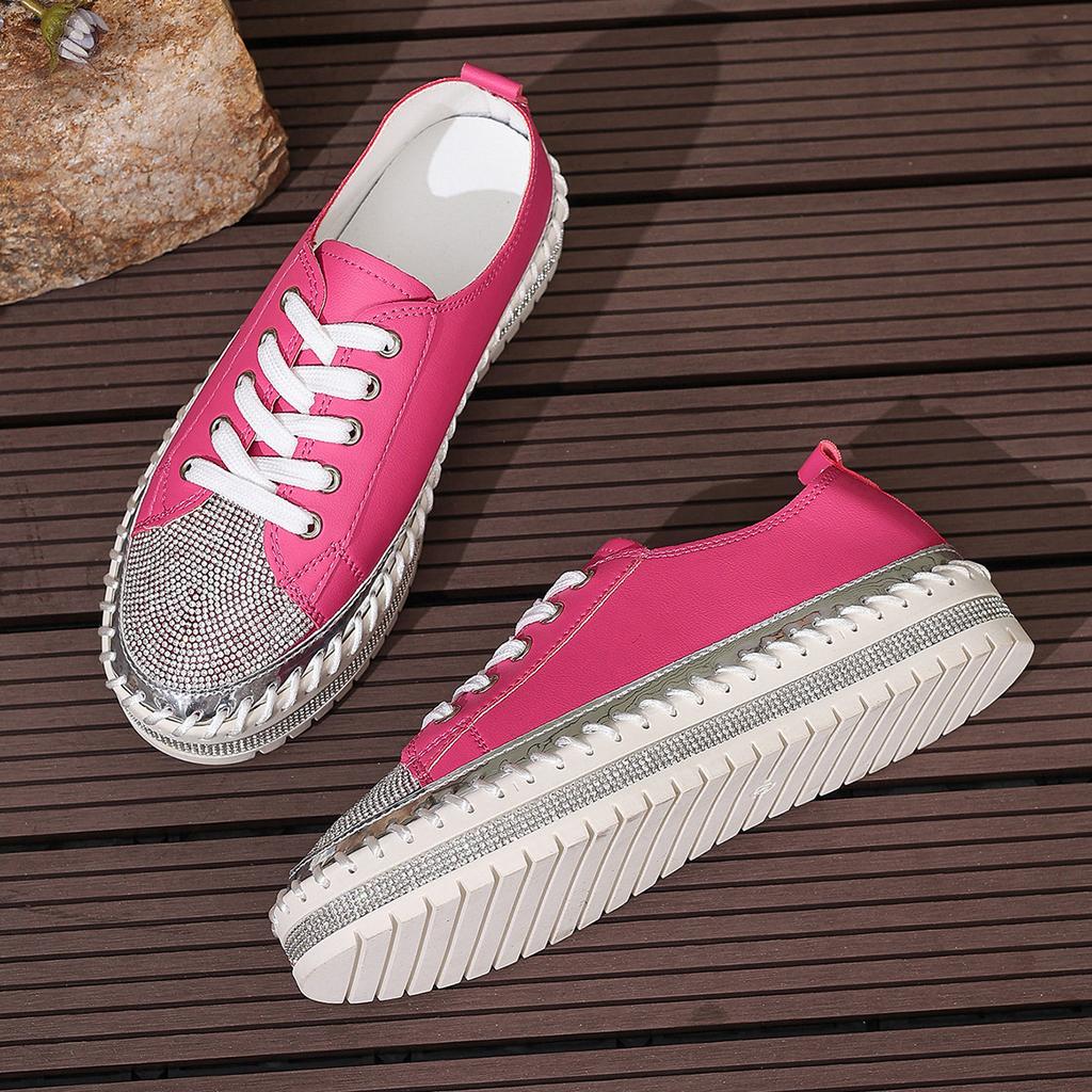 Plus Size Casual Shoe Women's New Flat Round Toe Lace-up Color-blocking Fashion Single Shoe Women for Fall 2025