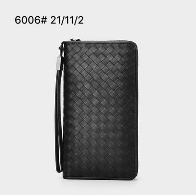 Cartera de Cuero Tejido de Gran Capacidad con Cremallera Larga Bolso de Mano de Negocios Cartera Práctica Multitarjeta Tendencia
