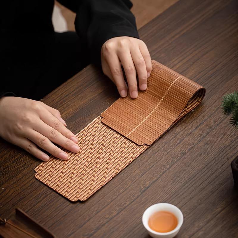 Bamboo waterproof tea mat dry bubble table table flag Kung Fu tea set accessories Japanese Zen pot mat coaster insulation pad