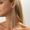Stylish Clip On Earrings For Women Trendy Imitation Bead And Fringe Hanging Ear Cuffs