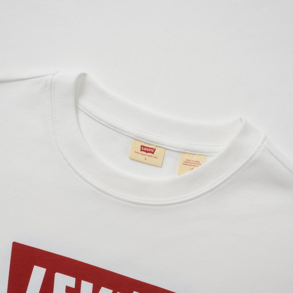 T-shirt Décontracté Confortable à Manches Courtes et Col Rond Côtelé avec Imprimé Logo Levis pour Homme T-shirts Blanc 001AM-0011