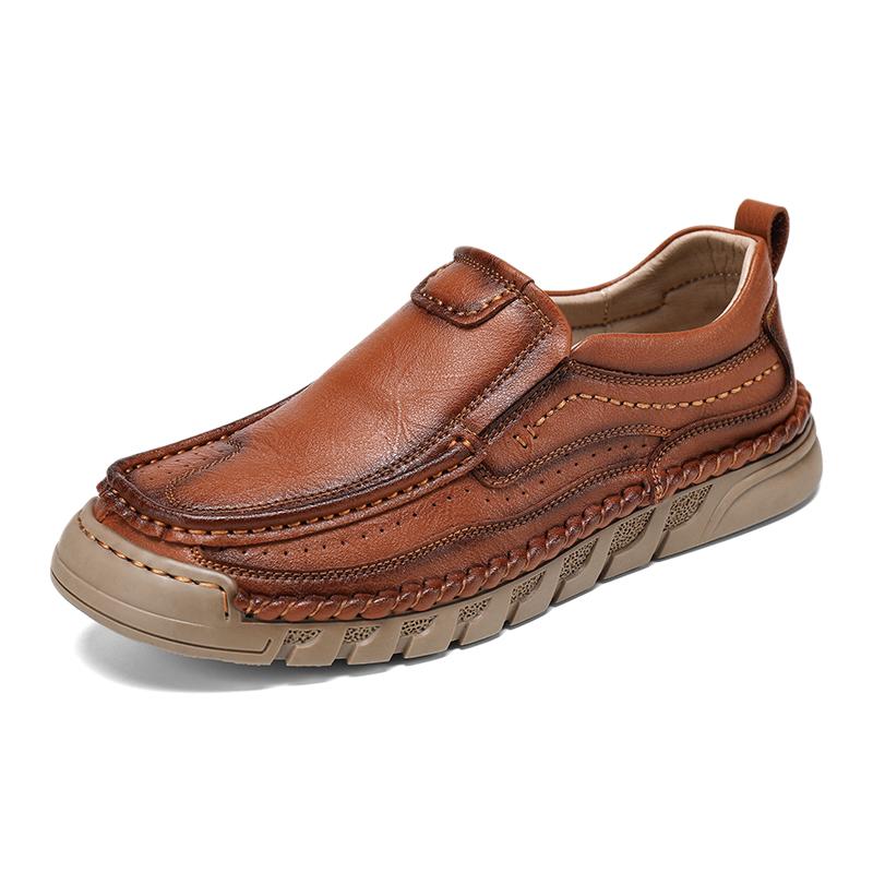 Mocasines de cuero hechos a mano para hombre, mocasines casuales y cómodos, sin cordones, planos, para caminar, gran oferta