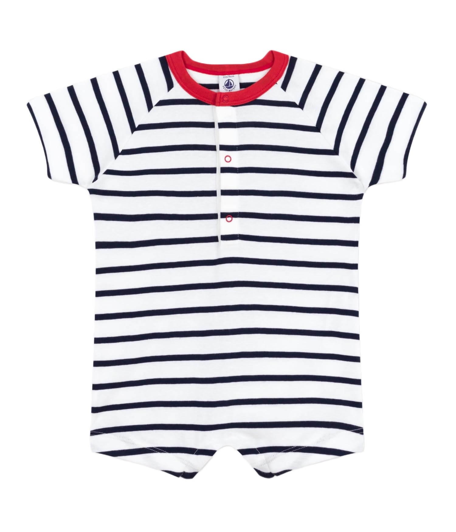 

Короткий ромпер A0CV3 12 месяцев 74см [Petit Bateau] Молочный/Темно-синий