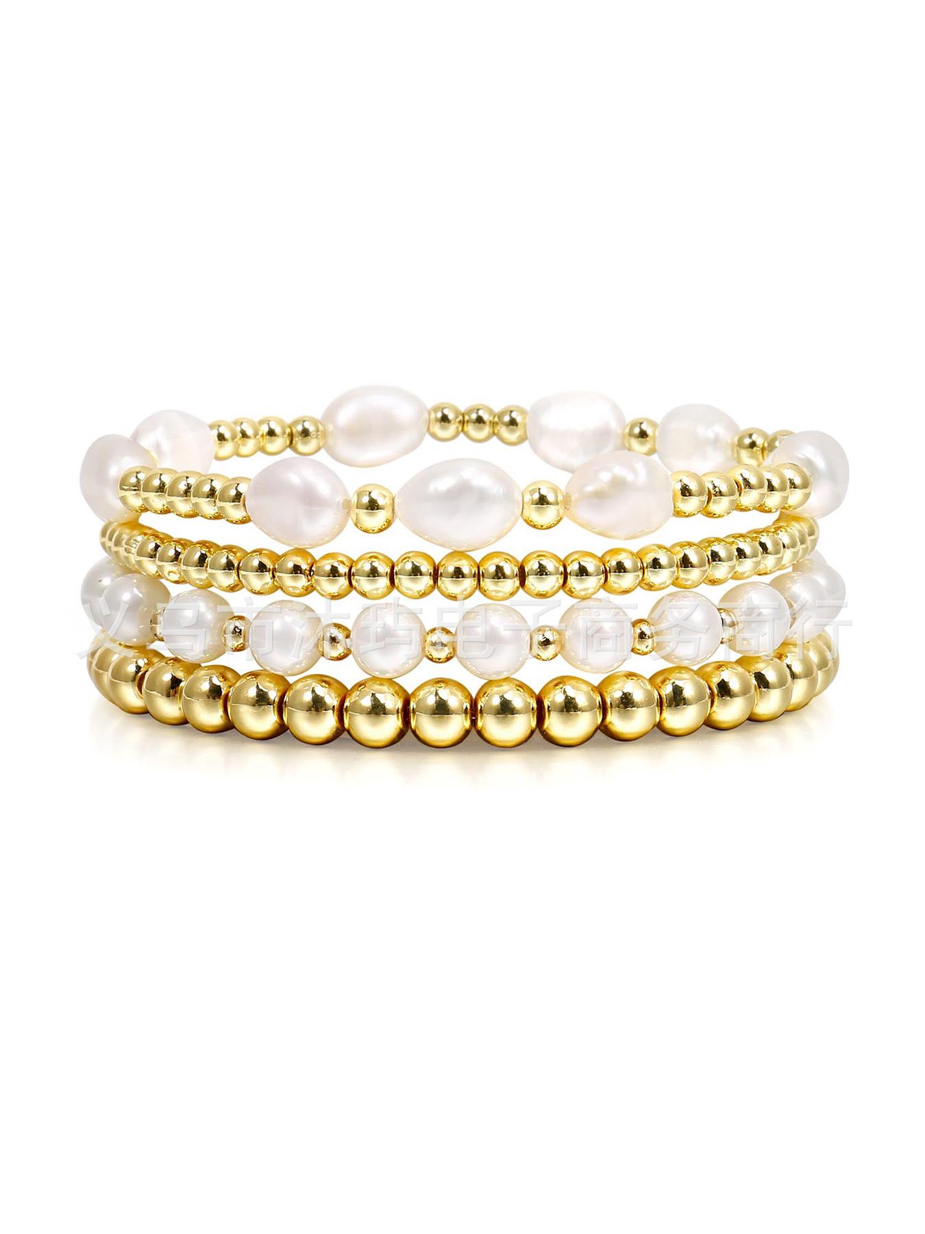 Baroque Faux Pearl Multi-layer Elastic Bracelet - European & American Style