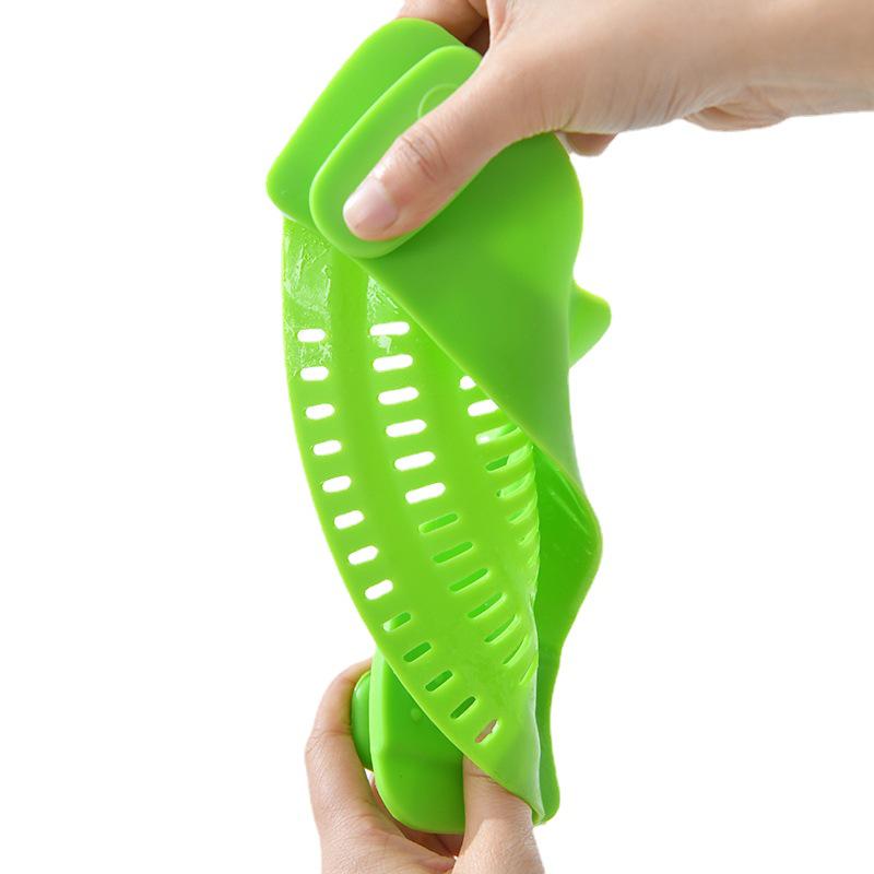 Wide Mouth Silicone Pot Edge Strainer for Noodles and Vegetables