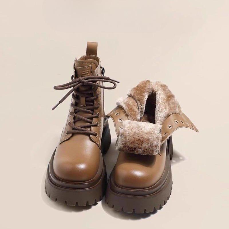 Nové dámské fleecové a zateplené bavlněné boty a sněhule na silné podrážce