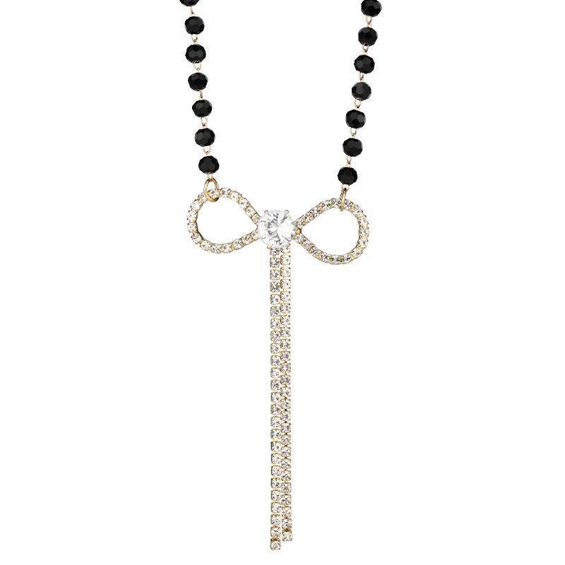 Factory Dongmen Bow Zircon Necklace Women'S Fashion Personality Autumn And Winter Sweater Chain Collarbone Chain