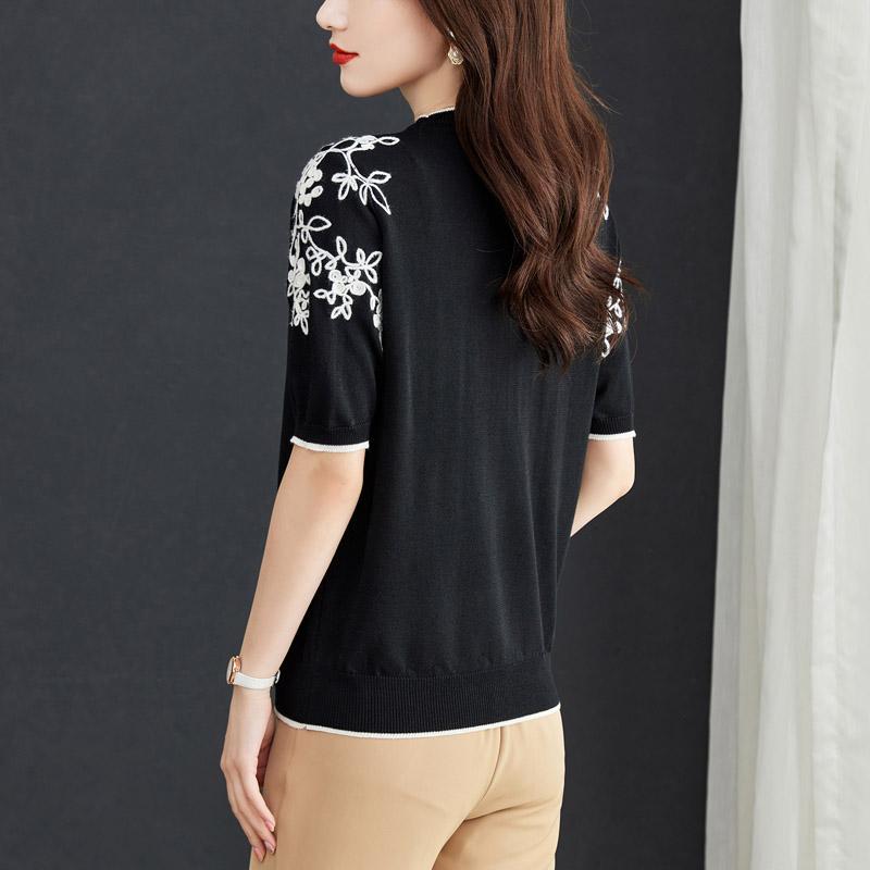 Short Sleeved T-shirt Women's Knitted Top Summer Women's Fashion Summer T-shirt