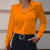 Women's Slim Fit Solid Color Long Sleeve Blouse Elegant Commuter Shirt Office Wear Top